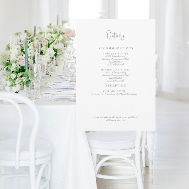 Invitation Détails du texte gris Mariage blanc (Créateur téléchargé)