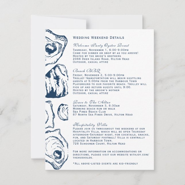 Invitation Détails du week-end de mariage pour l'option CD 2. (Devant)