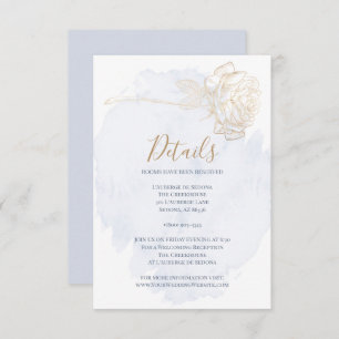 Invitation DÉTAILS   Dusty Blue Watercolor Rose or