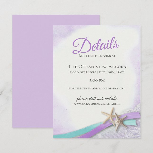 Invitation Détails et informations sur l'étoile de mer et la  (Devant / Derrière)
