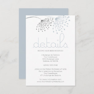 Invitation DÉTAILS Fleurs de Doodle Bleu Dusty Whimsical