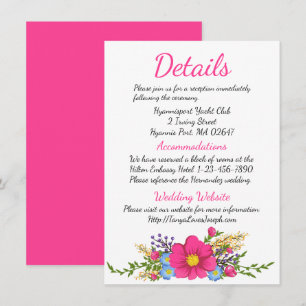 Invitation Détails Floraux Mariage Fleurs Rose Magenta