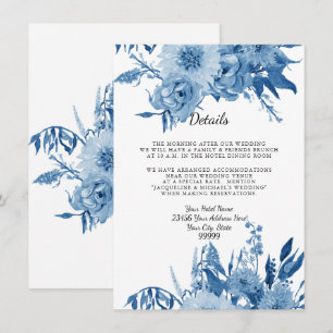 Invitation Details Hôtel Hébergements Bleu n Blanc Floral