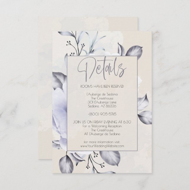 Invitation Détails - Lilac rustique et floral de pivoine d'Al (Devant / Derrière)