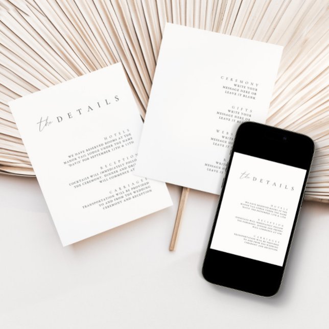 Invitation Détails minimaliste du Mariage double face (Créateur téléchargé)