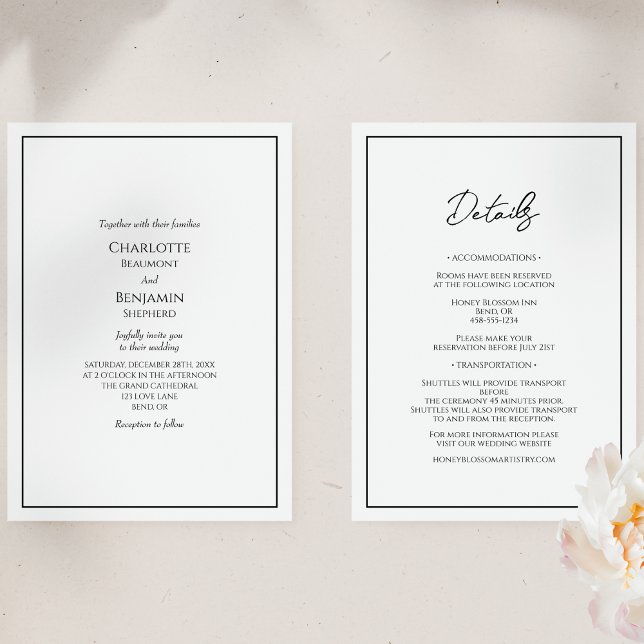 Invitation Détails minimalistes simples tout en un Mariage (Créateur téléchargé)