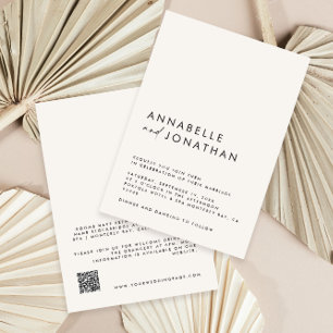 Invitation Détails minimaux du Mariage moderne Code QR