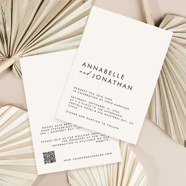 Invitation Détails minimaux du Mariage moderne Code QR (Créateur téléchargé)