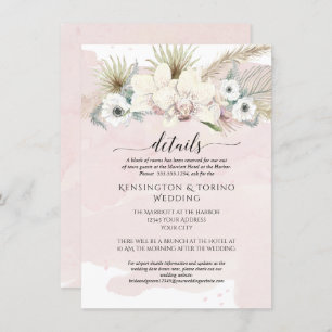 Invitation Détails Moderne Simple rose blanc Mariage
