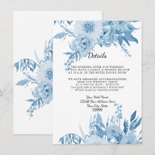 Invitation Détails n Hotel Elegant Light Blue n White Floral
