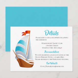 Invitation Détails nautiques Mariage voilier bleu turquoise