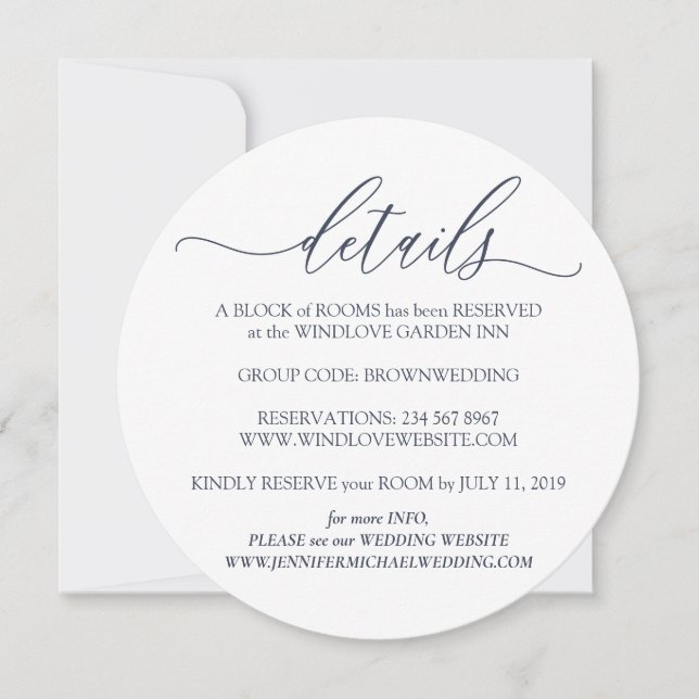 Invitation Détails Propres Mariage Simple arrondi (Devant)
