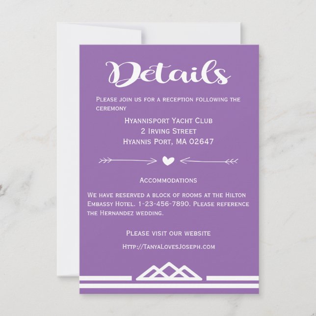Invitation Détails rétro violet Mariage Triangles géométrique (Devant)