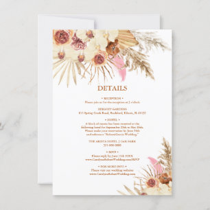 Invitation Détails sur le Mariage en herbe Pampas modifiable