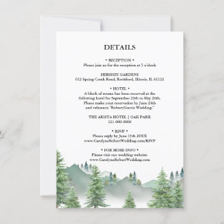 Invitation Détails sur le Mariage Mountain Forest
