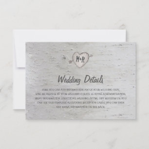 Invitation Détails sur le Mariage Rustic Silver Birch Tree