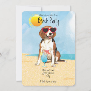 Invitation d'été Beagle Beach Party