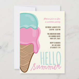 Invitation d'été de la Crème de glace aux fraises