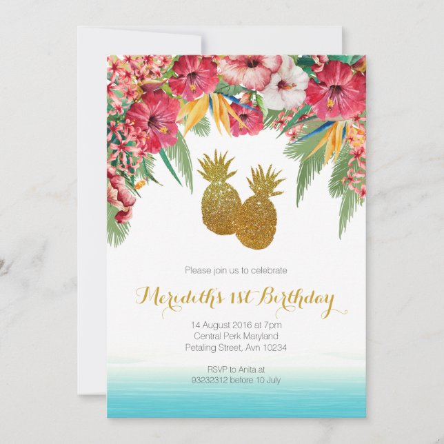 Invitation d'été tropicale (Devant)