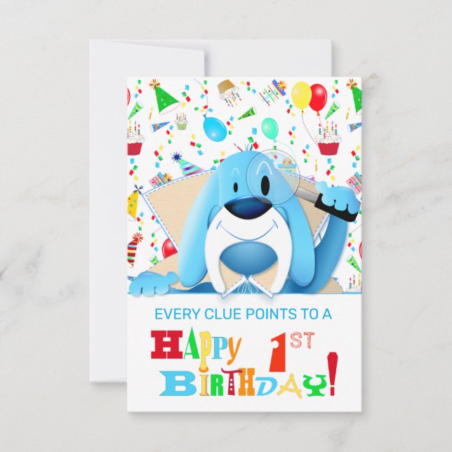 Invitation Détecteur de dessin intelligent de chien à tête bl (Devant)