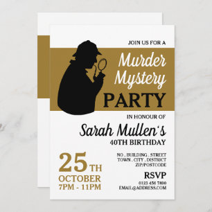 Invitation Détective Silhouette, Mystère du meurtre Anniversa