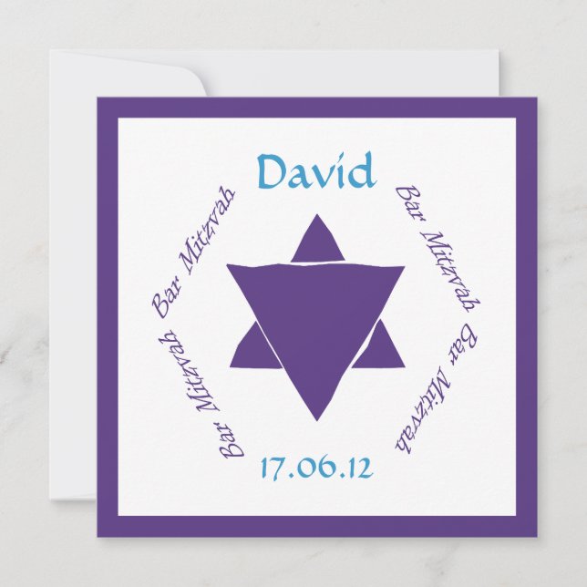 Invitation d'étoile de David de Mitzvah de barre, (Devant)