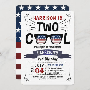Invitation Deux 4 juillet Cool garçons 2e anniversaire