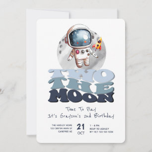Invitation Deux à la Lune 2e Anniversaire Astronaute