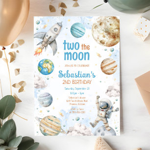 Invitation Deux à la Lune Astronaute de l'Espace Extérieur 2e