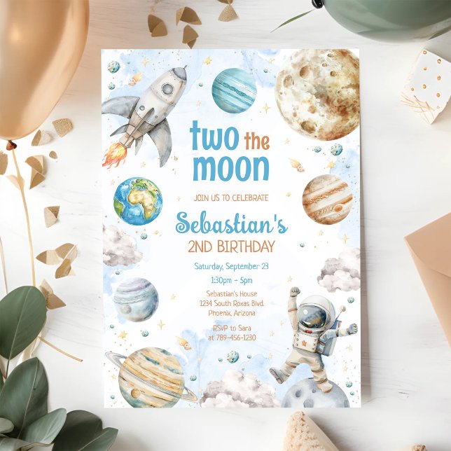 Invitation Deux à la Lune Astronaute de l'Espace Extérieur 2e (Créateur téléchargé)