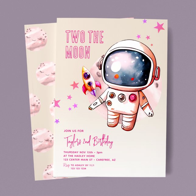 Invitation Deux à la Lune Boho 2e Anniversaire (Créateur téléchargé)