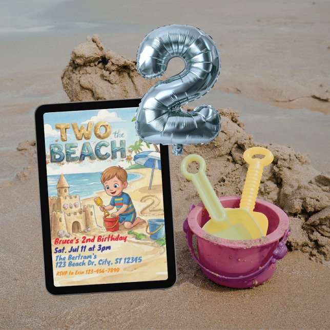 Invitation Deux à la plage 2e anniversaire (Créateur téléchargé)