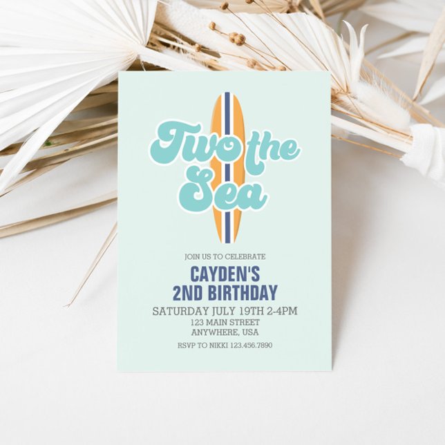 Invitation Deux à la planche de surf de mer 2e anniversaire (Créateur téléchargé)
