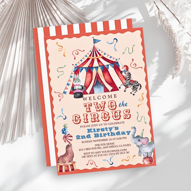 Invitation Deux à la tente de cirque Carnaval Animaux 2e anni (Créateur téléchargé)