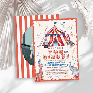 Invitation Deux à la tente de cirque Carnaval Photo 2ème anni