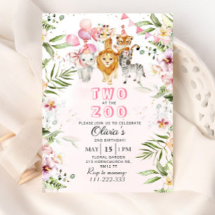 Invitation Deux à l'invitation d'anniversaire du safari zoo