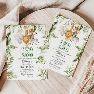 Invitation Deux à l'invitation d'anniversaire du safari zoo