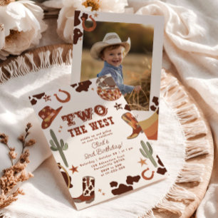 Invitation Deux à l'Ouest cow-boy 2ème photo Fête d'anniversa
