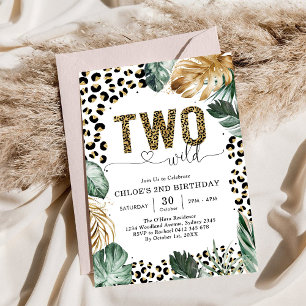 Invitation Deux Animaux de Fête Sauvages Léopard 2ème Anniver