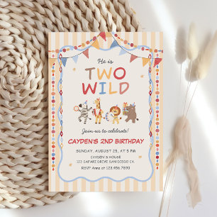 Invitation Deux Animaux de Fête Sauvages Safari Garçon Annive