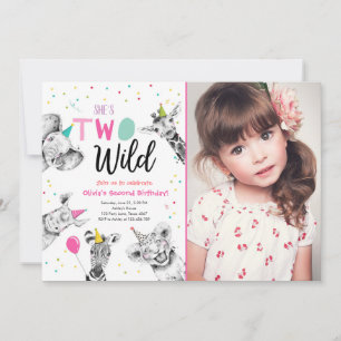 Invitation Deux animaux sauvages de la fête Safari deuxième a