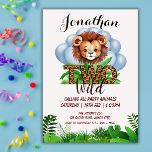 Invitation Deux Animaux Sauvages de Safari Lion Mignon 2ème a