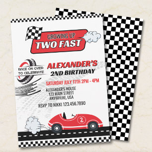 Invitation Deux anniversaire de enfant de voiture de course r