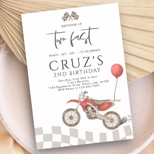 Invitation Deux Anniversaire Garçon Moto Cross Jaune Rapide