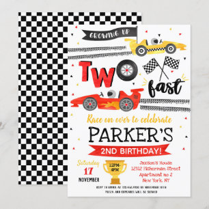 Invitation Deux Anniversaire Rapide Fête Rouge Voiture de Cou