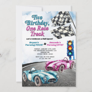 Invitation Deux Anniversaire Une Course Voiture De Course Se 