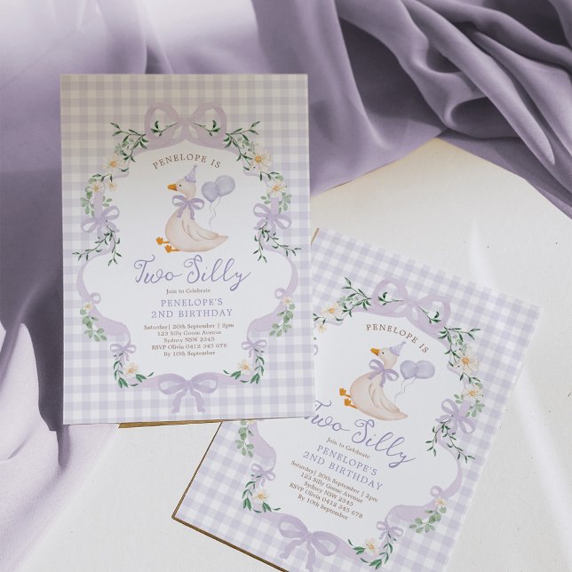 Invitation Deux ans de la fille à l'arc lavande Silly Goose 2 (Créateur téléchargé)