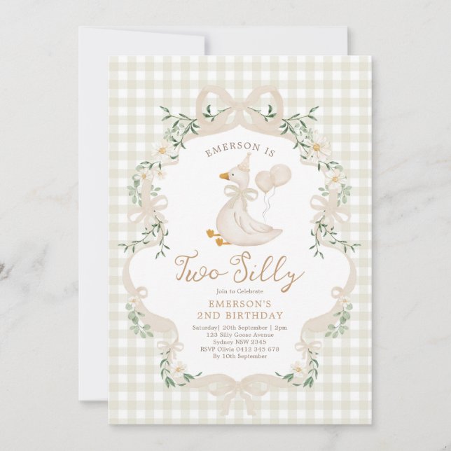 Invitation Deux ans de la Oie Folle Beige Arc Fille 2e Annive (Devant)