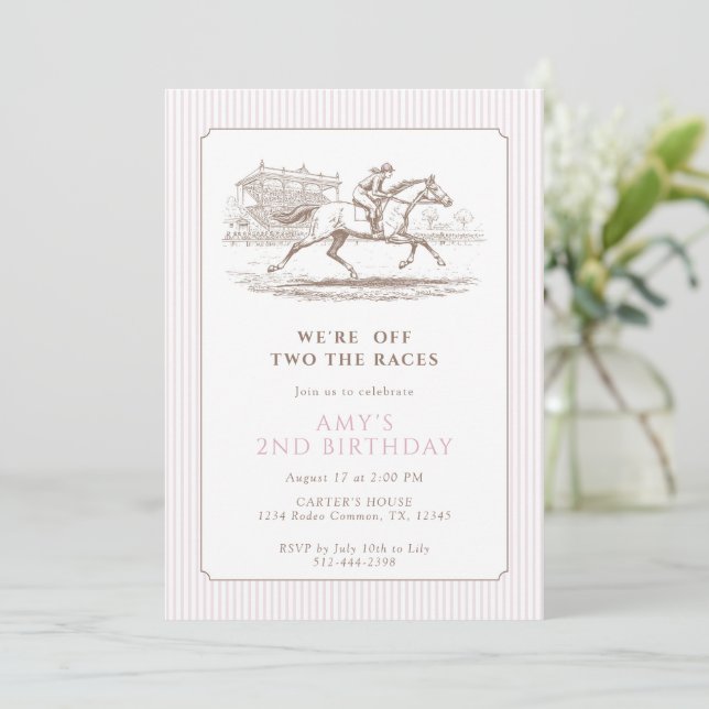 Invitation Deux aux Courses 2ème Anniversaire Cheval de cours (Debout devant)