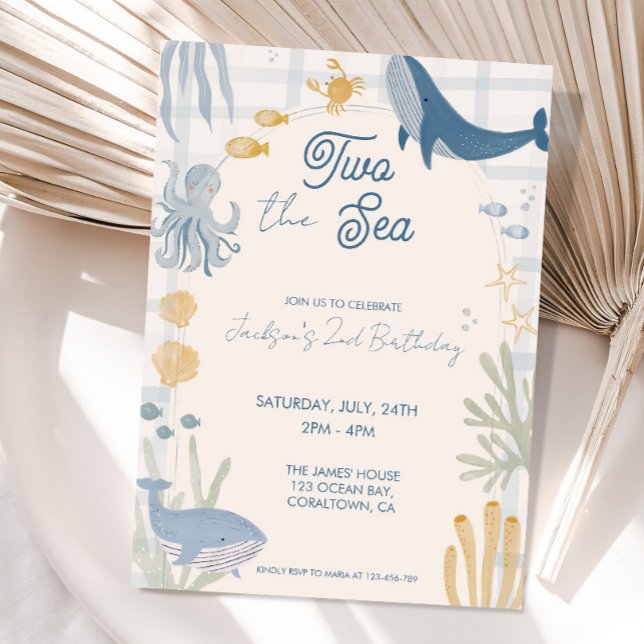 Invitation Deux Baleine à la Mer 2ème Anniversaire (Créateur téléchargé)
